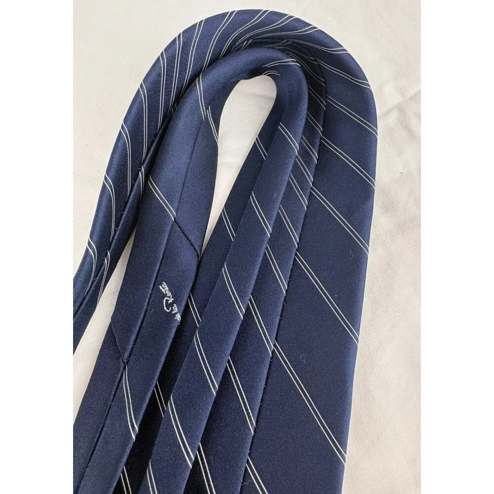 Lot of 2 Vintage Oscar de la Renta Pinstripe Silk Neck Ties Set Burgundy Navy